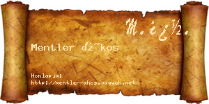 Mentler Ákos névjegykártya
